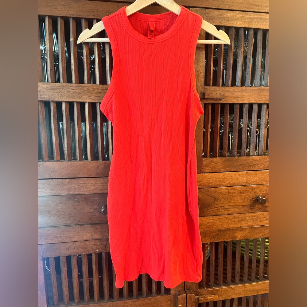 Skims cotton rib dress in red sz M